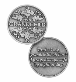 1-1/4 x 1-1/4 Inch Round Grandchild Inspirational Fine Pewter Pocket Token