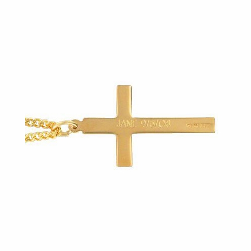 1-1/8 Inch 14KT Gold Plated Over Sterling Silver Black Enameled with Raised Border Cross Necklace