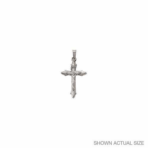 1-1/8 Inch 14KT White Gold Pointed Ends Crucifix Pendant