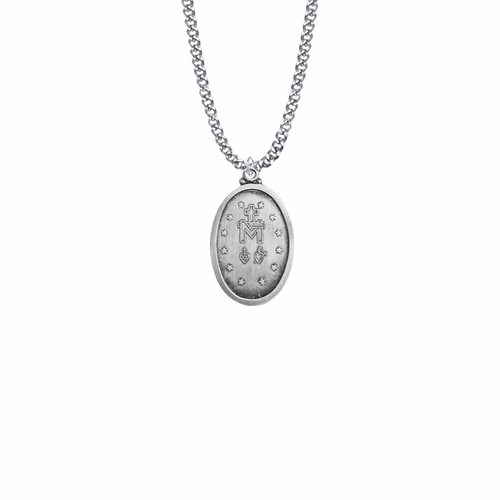 1-1/8 Inch Pewter Antiqued Oval Miraculous Medal