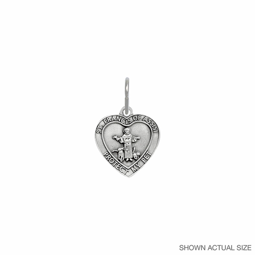 1-1/8 Inch Pewter Heart and St. Francis Pet Medal