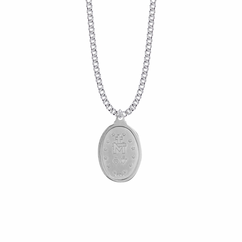 1-1/8 Inch Sterling Silver Oval Miraculous Medal