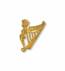 1-1/8 x 1 Inch Gold Hibernia Harp Lapel Pin