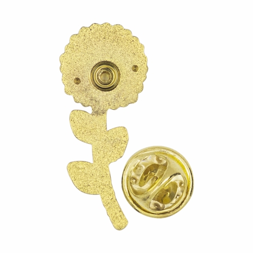 1-1/8 x 7/16 Inch Gold Enameled Sunflower Pin