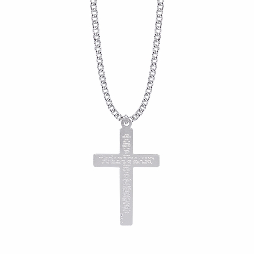 1-11/16 Inch Sterling Silver Oxidized Our Father Crucifix Necklace