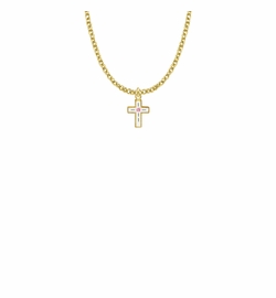 1/2 Inch 14KT Gold Filled Enameled Rose Cross Necklace