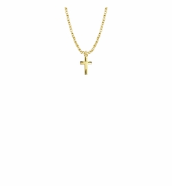 1/2 Inch 14KT Gold Plated Over Sterling Silver Diamond Engraved Cross Necklace