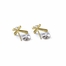 1/2 Inch 14KT Gold Plated  Over Sterling Silver Flared Ends Crystal CZ Stone Cross Earrings