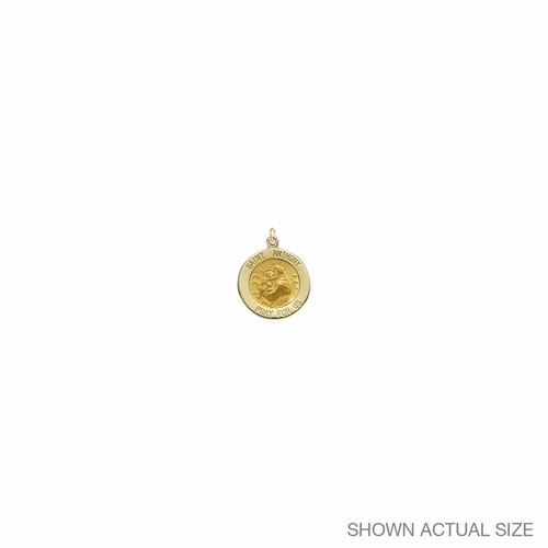 1/2 Inch 14KT Gold Round St. Anthony Medal, Patron Saint of Lost Articles