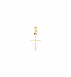 1/2 Inch 14KT Gold Stick Style Cross Pendant