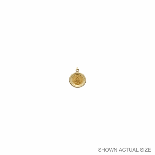 1/2 Inch Round 14KT Gold with Polished Border Miraculous Medal