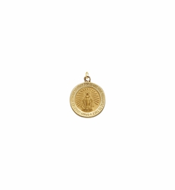 1/2 Inch Round 14KT Gold with Polished Border Miraculous Medal