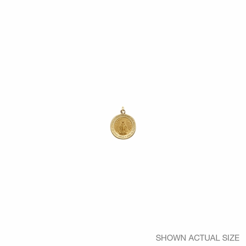 1/2 Inch Round 14KT Gold with Polished Border Miraculous Medal