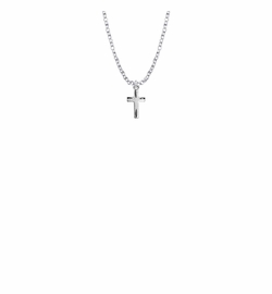 1/2 Inch Sterling Silver Diamond Engraved Cross Necklace on 13 Inch Chain