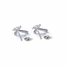 1/2 Inch Sterling Silver Flared Ends Crystal CZ Stone Cross Earrings
