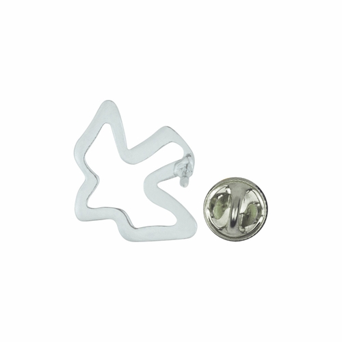 1/2 x 1/2 Silver Outlined Descending Dove Lapel Pin