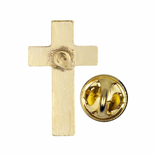 1/2 x 5/16 Inch Gold Cross Lapel Pin