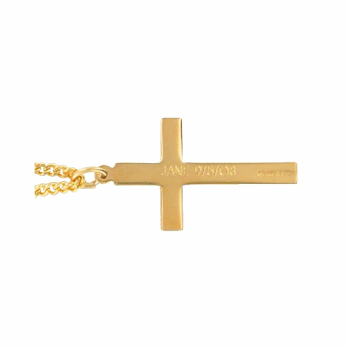 1-3/16 Inch 18KT Gold Plated Over Sterling Silver Beveled Inner Cross Necklace