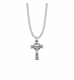 1-3/16 Inch Sterling Silver Celtic Crucifix Necklace