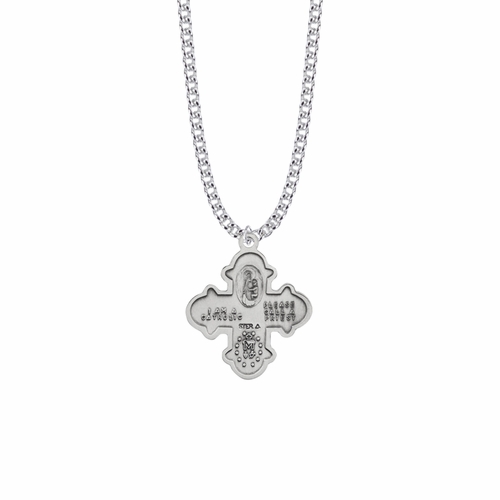 1-3/16 Inch Sterling Silver Engraved Clover Five Way Medal