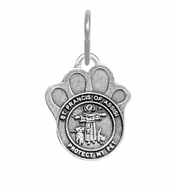 1-3/4 Inch Pewter Paw and St. Francis Pet Medal