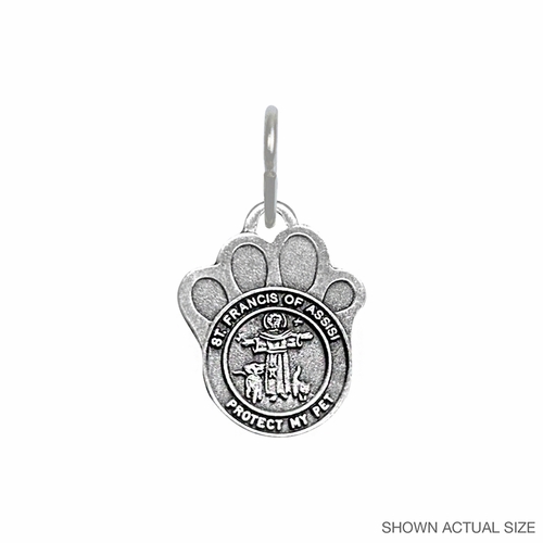 1-3/4 Inch Pewter Paw and St. Francis Pet Medal