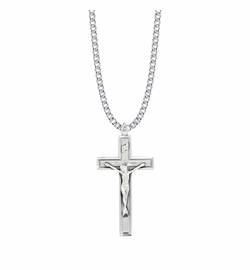 1-3/4 Inch Sterling Silver Crucifix Necklace