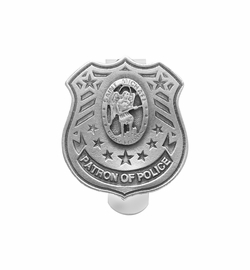1-3/4 x 1-1/2 Inch Fine Pewter St. Michael, Patron Saint of Police Shield Visor Clip
