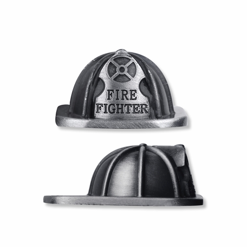 1-3/8 Inch Firefighter's Hat Pewter Keychain With St. Florian Engraved On Back