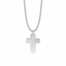 1-3/8 Inch Pewter and Red Beaded Cross Necklace