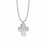 1-3/8 Inch Pewter and White Beaded Cross Necklace