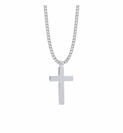 1-3/8 Inch Sterling Silver Plain Cross Necklace