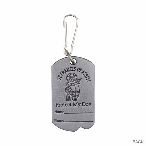 1-5/8 Inch Pewter German Shepard and St. Francis Dog Tag