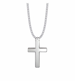 1-5/8 Inch Pewter Our Father Prayer Cross Necklace
