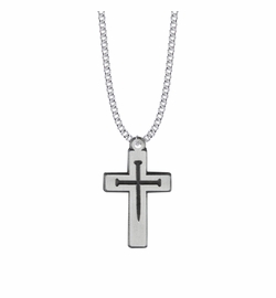1-5/8 Inch Pewter Pierced Nail Cross Necklace