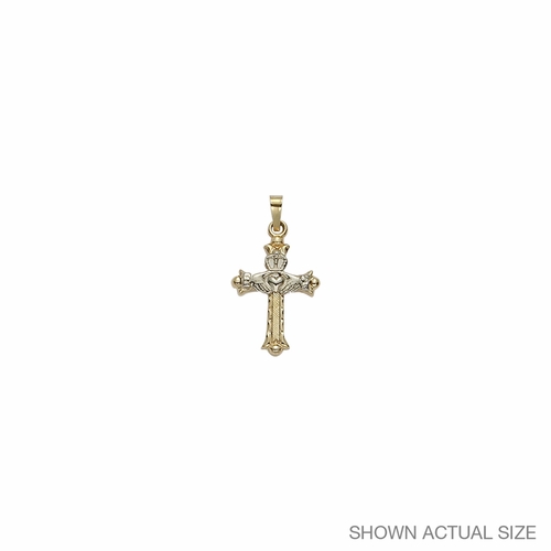 1 Inch 14KT Gold Celtic Claddagh Cross Pendant