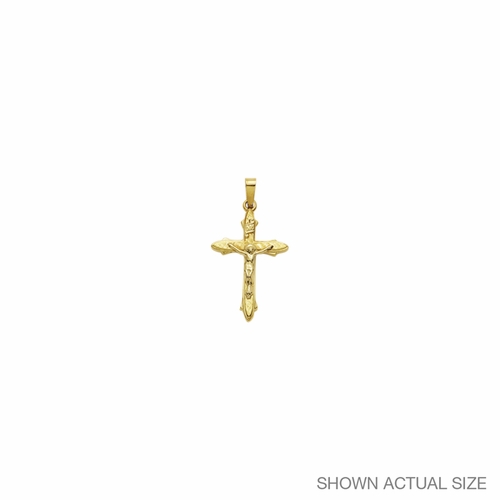 1 Inch 14KT Gold Pointed Ends Crucifix Pendant