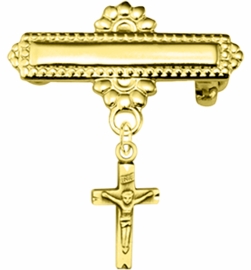 1 Inch 18KT Gold Plated Over Sterling Silver Crucifix Baby Bar Pin
