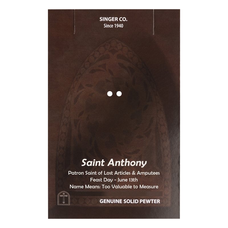 1 Inch Pewter Oval Saint Anthony Medal, Patron Saint of Lost Articles