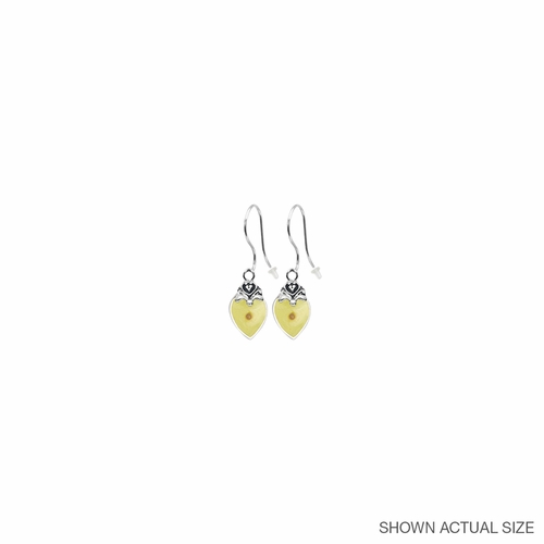 1 Inch Silver Plated Heart with Mustard Seed Center Hook Earrings