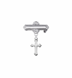 1 Inch Sterling Silver Budded Cross Baby Bar Pin