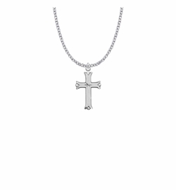 1 Inch Sterling Silver Budded Ends Cross Necklace