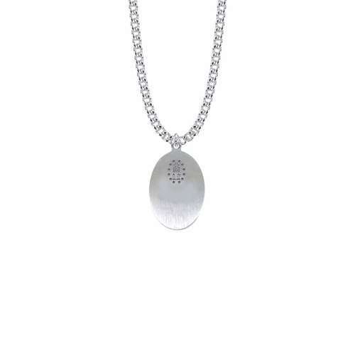 1 Inch Sterling Silver Oval Blue Enameled and Antiqued Finish Miraculous Medal