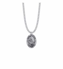 1 Inch Sterling Silver Oval St. Matthew Medal, Patron Saint of Bankers and Accountants