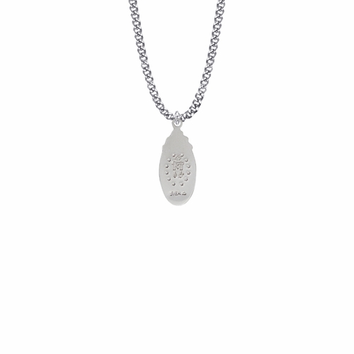 1 Inch Sterling Silver White Enameled Oval Miraculous Medal