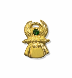 1 x 11/16 Inch Gold Emerald Angel Lapel Pin