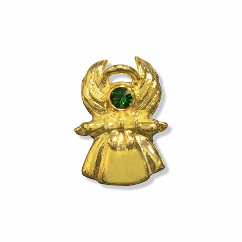 1 x 11/16 Inch Gold Emerald Angel Lapel Pin