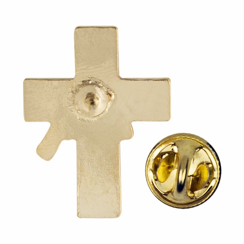 1 x 11/16 Inch Gold Enameled Graduation and Cross Lapel Pin