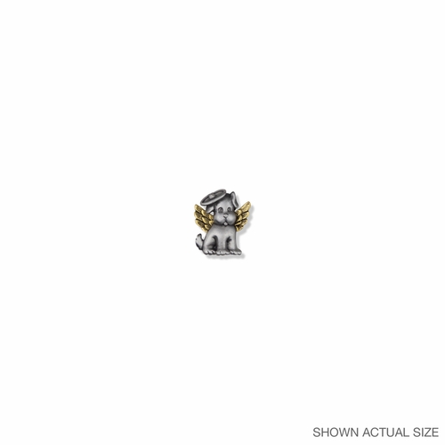 1 x 7/8 Inch Pewter and Gold Dog Angel Lapel Pin