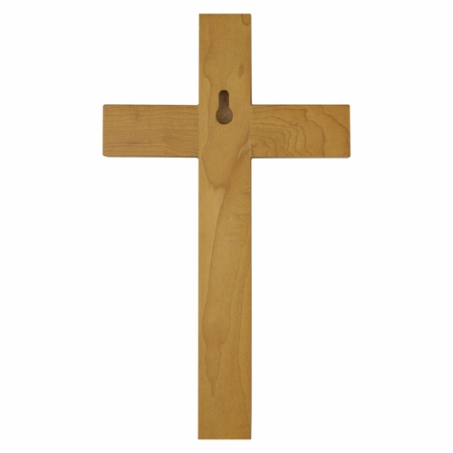 10 Inch Maplewood, Brass, and Pewter Wall Crucifix